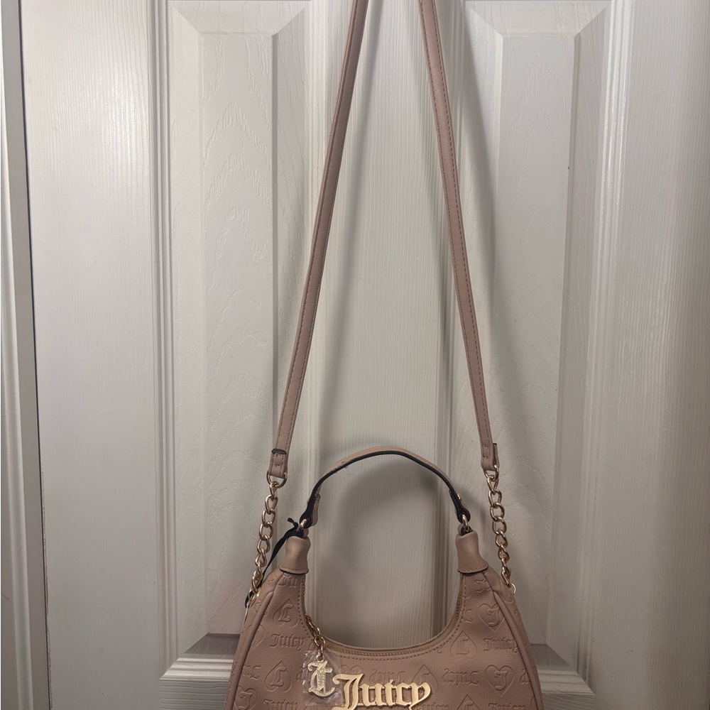 Juicy Couture Beige Shoulder Bag with Gold Accents